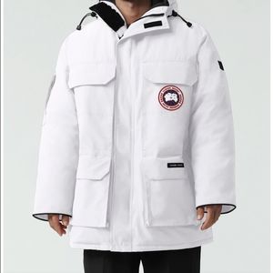 New Authentic Canada Goose Men Expedition Parka Heritage, White, Size M